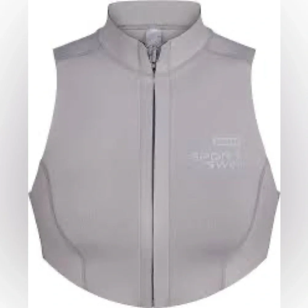 🩶SKIMS SWIM SPORT NEOPRENE MOCK NECK ZIPPER BIKINI TOP IN CHROME XXS